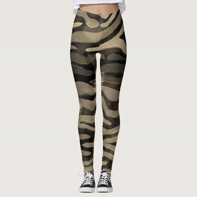 Leggings do Exército abstrato Ouro (Frente)