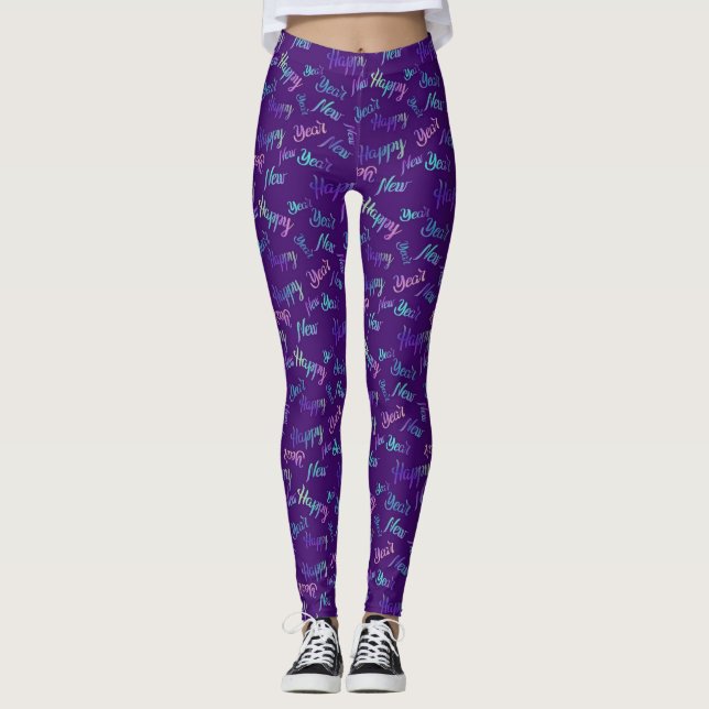 Leggings do feliz ano novo (Roxo) (Frente)
