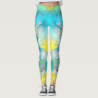 Leggings do Gráfico de Abertura de Cores Vibrantes