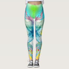 Leggings do Gráfico de Abertura de Cores Vibrantes