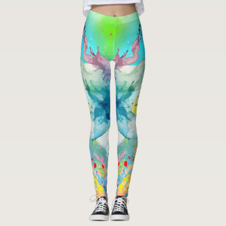 Leggings do Gráfico de Abertura de Cores Vibrantes