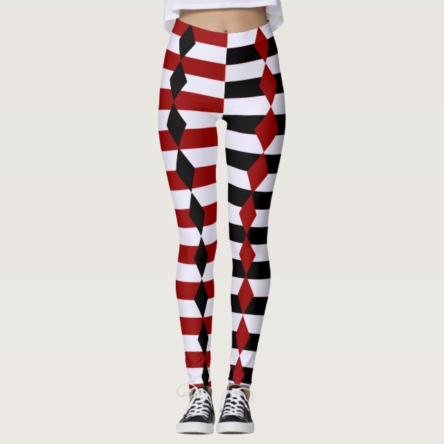 Leggings do Halloween Vermelho e Preto do Harlequi (Frente)