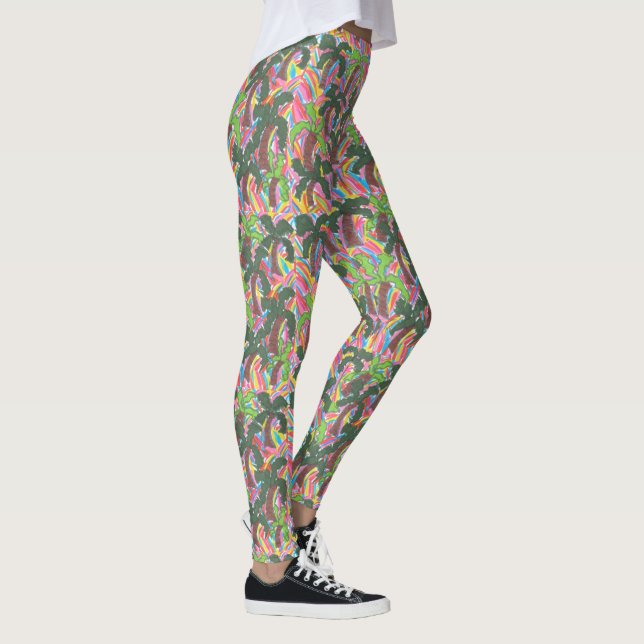 Leggings do Impressão do Rainbow Palm Tree Party (Direita)