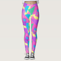 Leggings do Jogo de Música Neon Pink Teal Trendy
