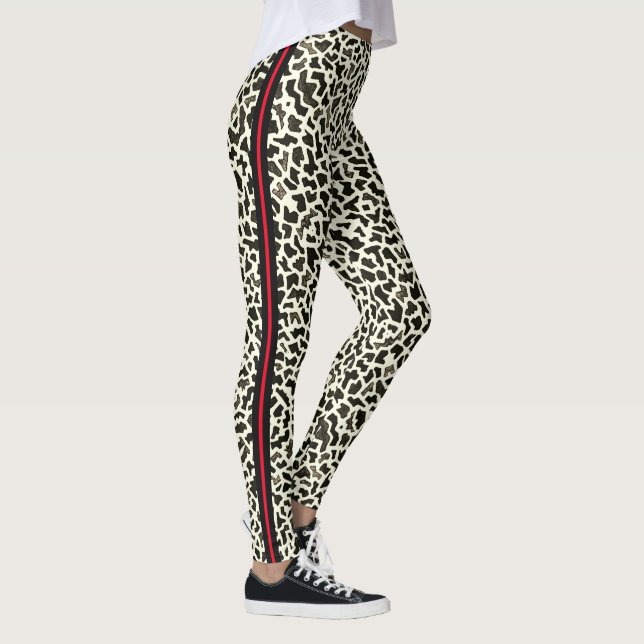 Leggings do Leopardo com Faixa Vermelha (Direita)