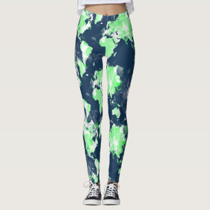 Leggings do mapa mundial coloridas