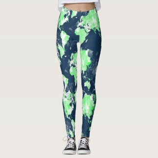 Leggings do mapa mundial coloridas