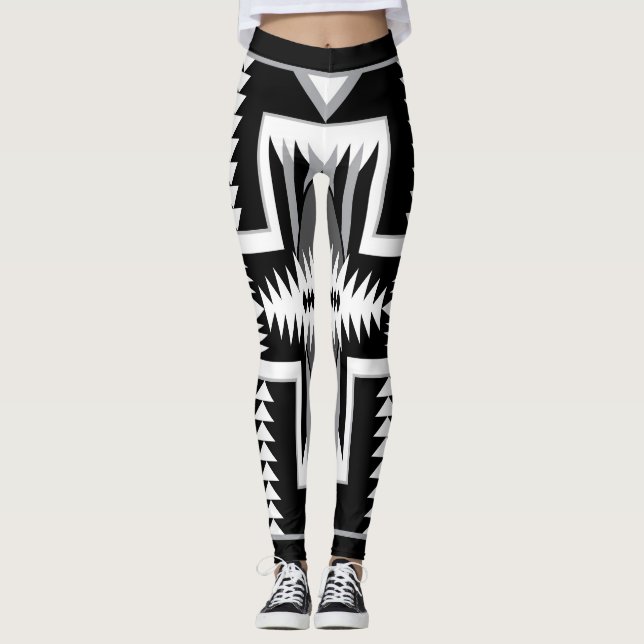 Leggings do Navajo Black & Cinza (Frente)