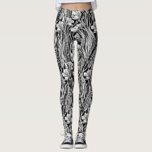 Leggings do Nouveau Designer de Arte Negra Moderna
