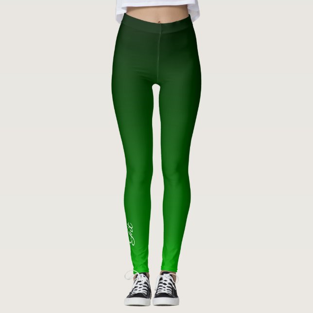 Leggings do Ombré Verde ajustado Preto (Frente)