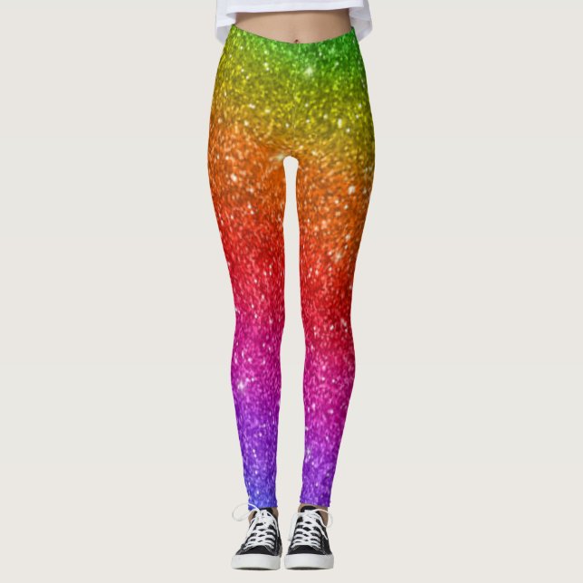 Leggings do Orgulho Glitter Arco-Íris (Frente)