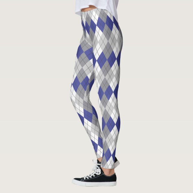 Leggings do padrão Argyle da Cinza Azul (Esquerda)