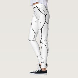 Leggings do padrão branco-preto kintsugi