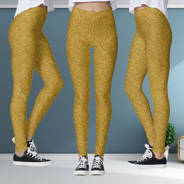 Leggings do padrão de brilho Dourado metálico
