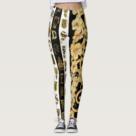 Leggings do padrão de Coleção de Fontes Versace Ba