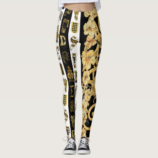Leggings do padrão de Coleção de Fontes Versace Ba