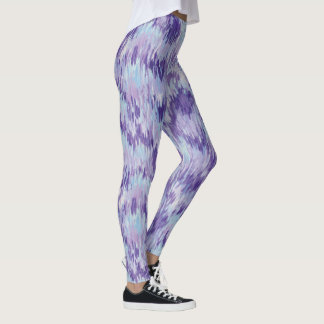 Leggings do padrão de pintura vertical púrpura e a