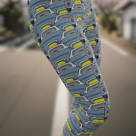 Leggings do padrão do carro da Cinza Figaro