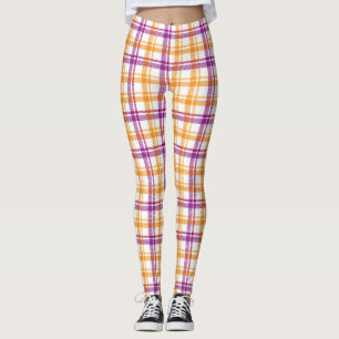Leggings do padrão do tecido xadrez