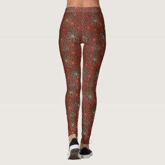 Leggings do Padrão Floral Vermelho