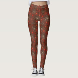 Leggings do Padrão Floral Vermelho