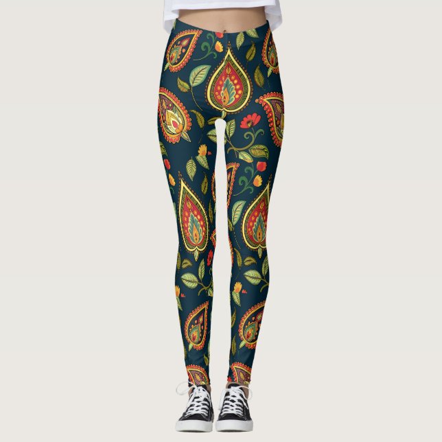 Leggings do padrão retropaisley (Frente)
