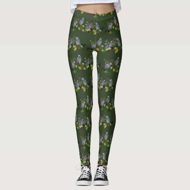 Leggings do Partido da Cinza Africano (Verde Escur (Frente)