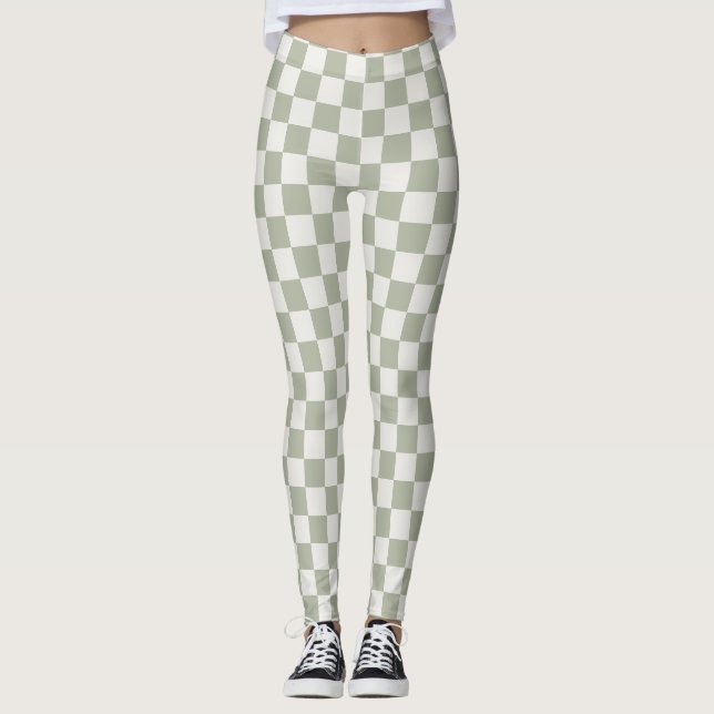 Leggings do Quadro de Checkings Verde Sage - Terra (Frente)