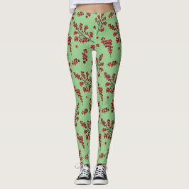Leggings do Red Holly Berries ilustradas