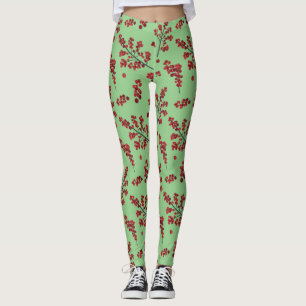 Leggings do Red Holly Berries ilustradas
