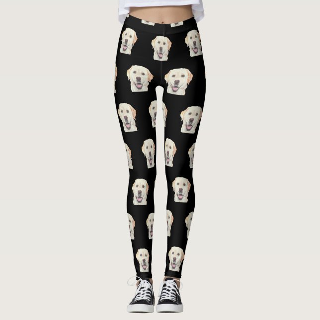 Leggings do Retriever Labrador Amarelo Preto (Frente)