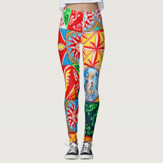 Leggings DolcPatchwork do Azulejo mediterrânico co