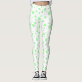Leggings Dotadas de Polka verde limão