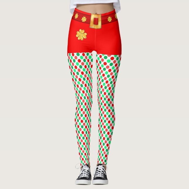 Leggings Dotadas do Elf de Natal Bonito (Frente)