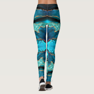 Leggings Douradas Aqua Turquoise de Teal Azul mari