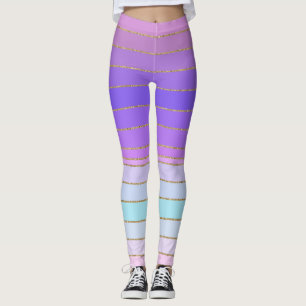Leggings Douradas com várias cores riscadas