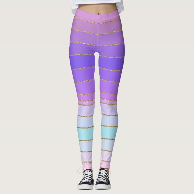 Leggings Douradas com várias cores riscadas (Frente)