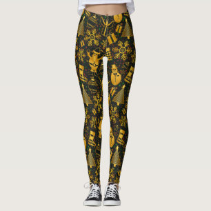 leggings douradas de boneco de neve