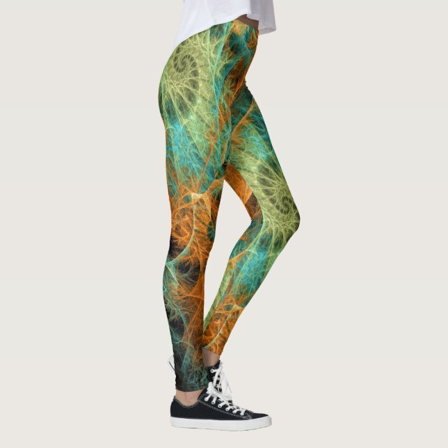 Leggings Douradas de Fraturas de Teal Verde ★ Psyd (Direita)