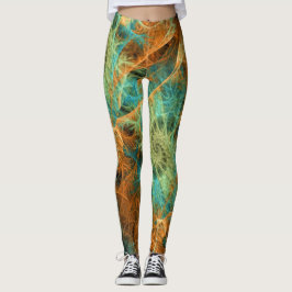 Leggings Douradas de Fraturas de Teal Verde ★ Psyd