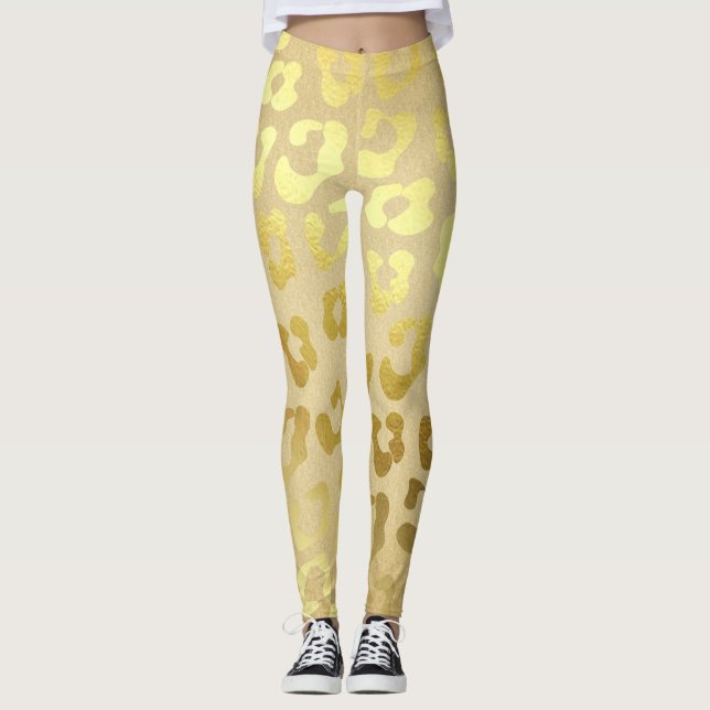 Leggings Douradas de máscaras para o leopardo (Frente)
