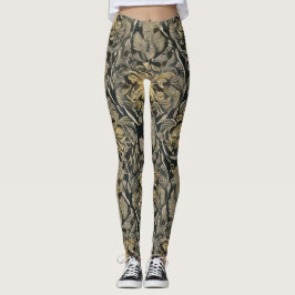Leggings Douradas de Padrão Floral
