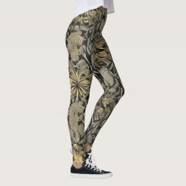 Leggings Douradas de Padrão Floral