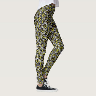 Leggings Douradas de Padrões Brancos Pretos ★ Moda