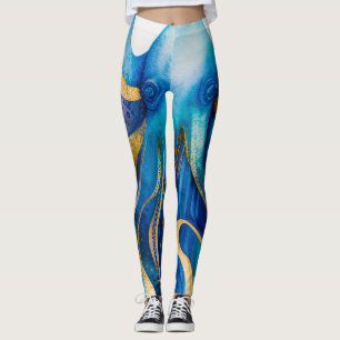 Leggings Douradas de polvos azul-turquesa