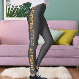 Leggings Douradas de Texto de Cinzas Escuras Perso
