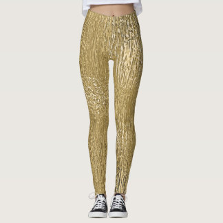 Leggings Douradas de textura fina metálica