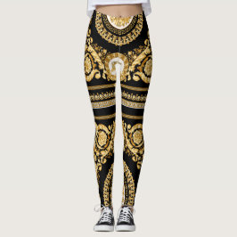 Leggings Douradas de Versace Barocco. Desempenho G