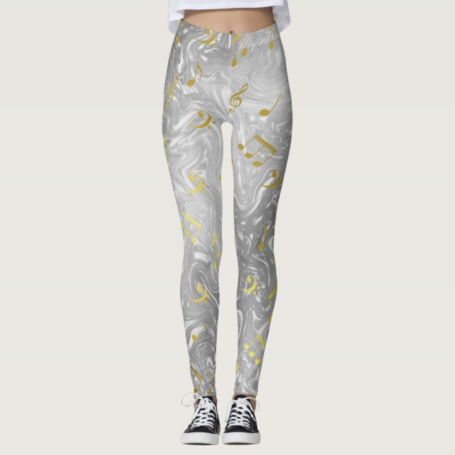leggings douradas e prateadas notas elegantes (Frente)
