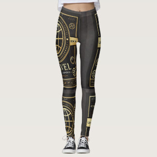 Leggings Douradas e pretas inspiradas em etiquetas
